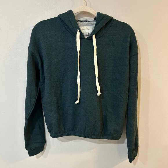 NWT American Eagle Dark Forrest Green Pullover Oversized Hoodie Size X-Small - Picture 1 of 3